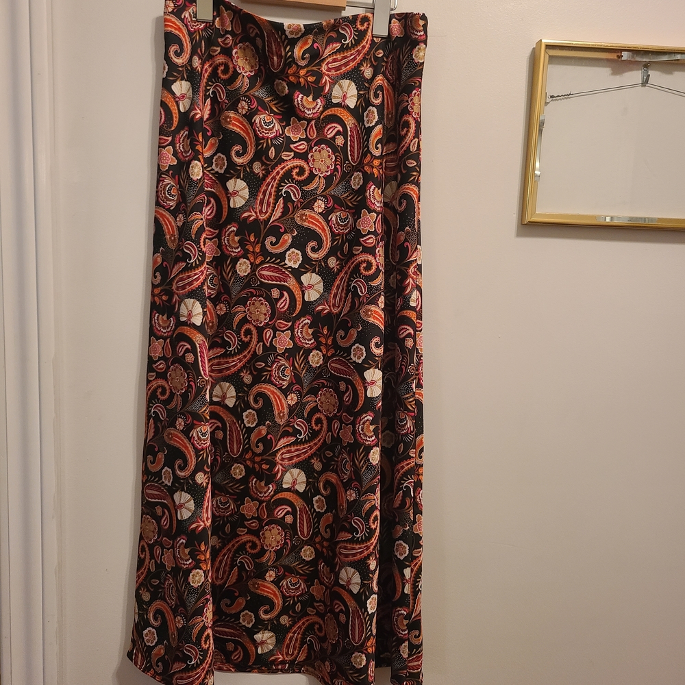 LOFT Paisley Maxi Skirt - Black and Red